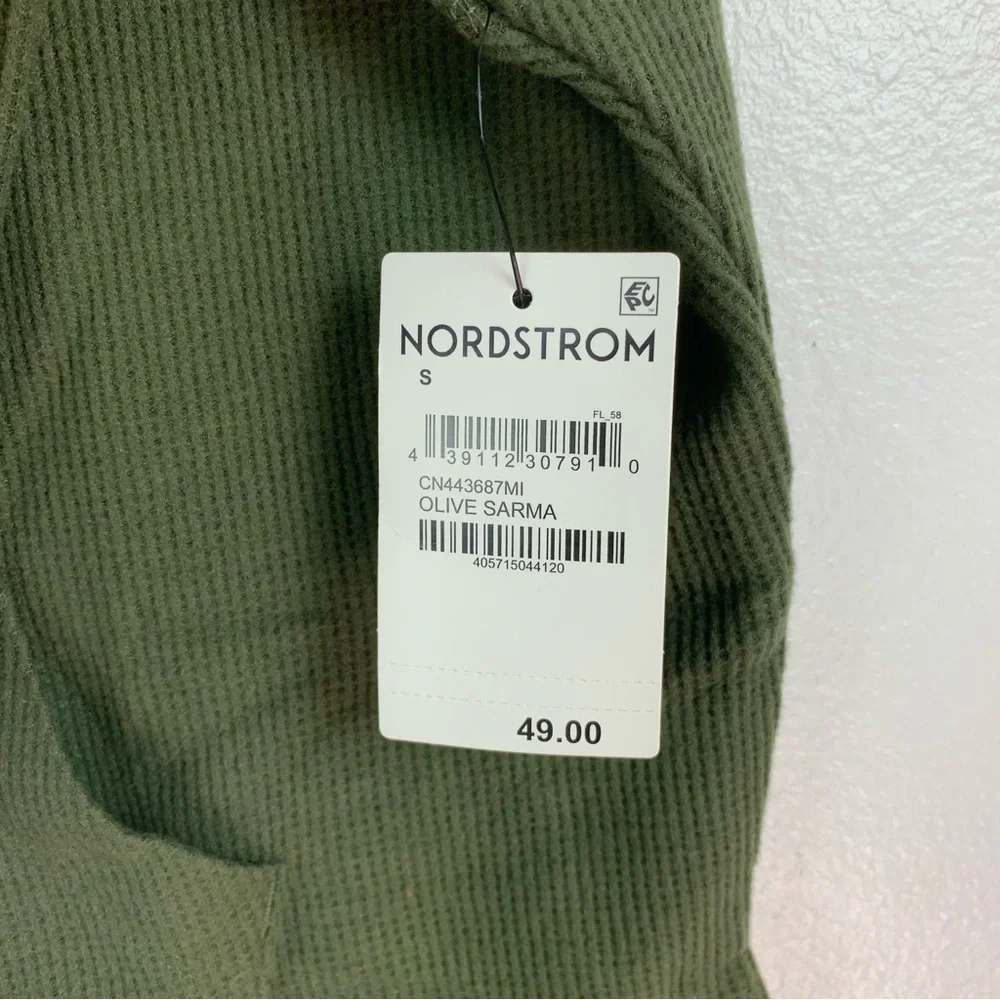 NWT Caslon Cozy Cassidy Cowl Neck Top Pullover Long Sleeve Thermal Olive Green - Picture 3 of 4